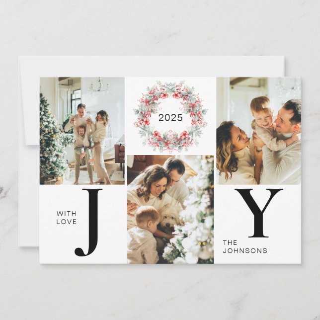 Cartes Pour Fêtes Annuelles Red Holly Berries 3 Photo Joie Noël (Devant)