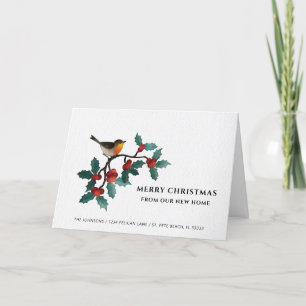 Cartes Pour Fêtes Annuelles Red Holly Berries New Home Joyeux Noël Floral