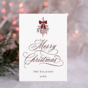 Cartes Pour Fêtes Annuelles Red Holly Berry Bouquet Romantique Photo de Noël