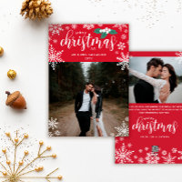 Red Holly Snowflakes 1er Noël Marié Photo