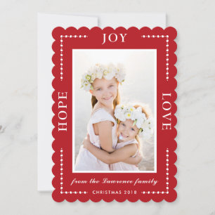 Cartes Pour Fêtes Annuelles Red Hope Joy Love Modern Christmas Photo