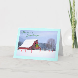 Cartes Pour Fêtes Annuelles Red Horse Barn en hiver