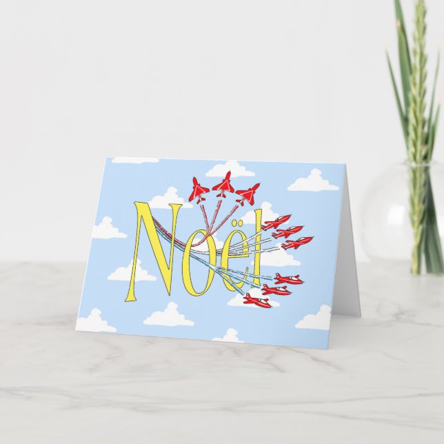 Cartes Pour Fêtes Annuelles Red Jet Planes Noel (Devant)