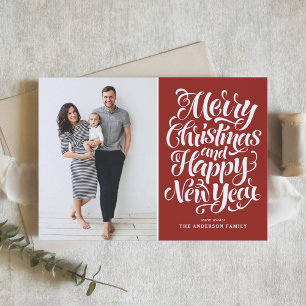 Cartes Pour Fêtes Annuelles Red Joyeux Noël et Bonne Année Photo