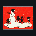 Cartes Pour Fêtes Annuelles Red Krampus Snowball Combattre Snowman Switch<br><div class="desc">Vintage Krampus</div>