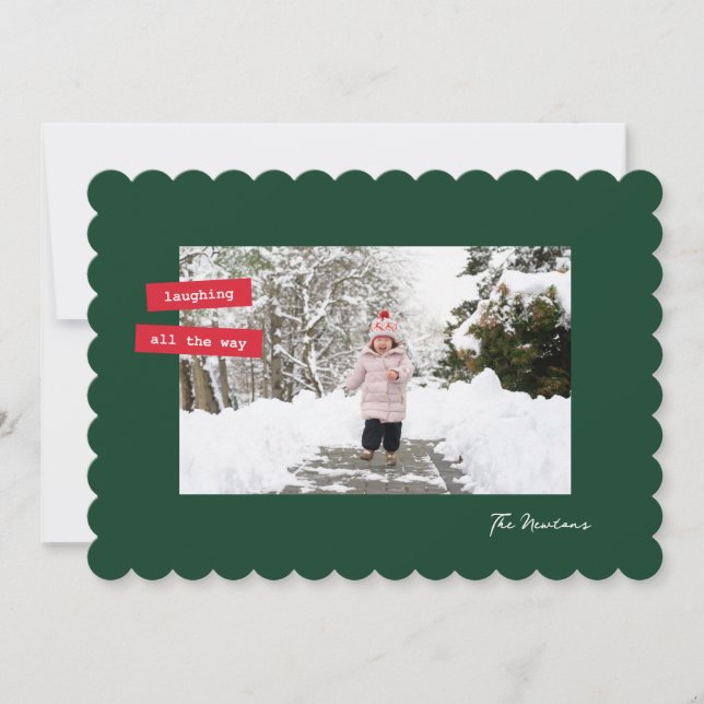 Cartes Pour Fêtes Annuelles Red Label Single Photo Flat Holiday Card (Devant)