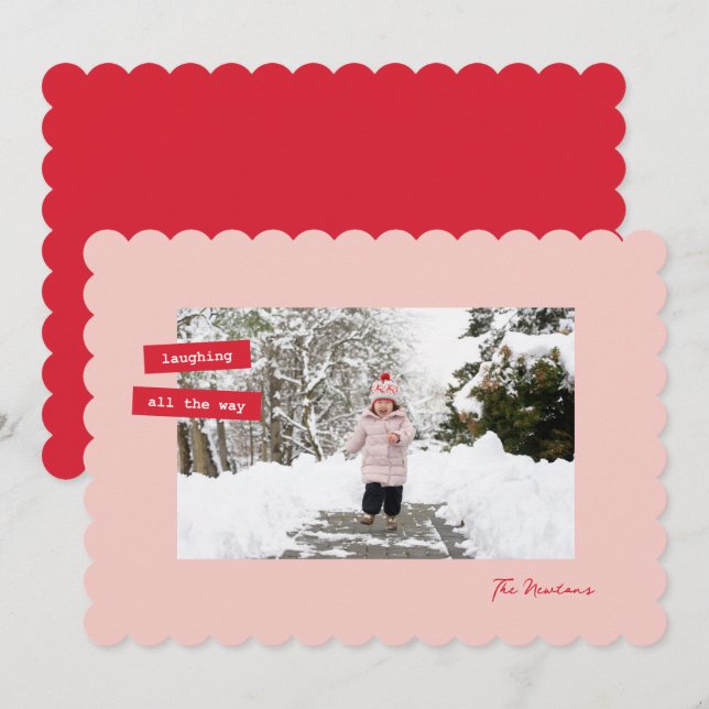 Cartes Pour Fêtes Annuelles Red Label Single Photo Flat Holiday Card (Devant / Derrière)