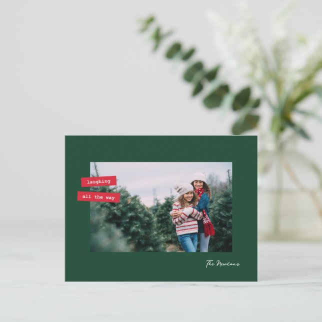 Cartes Pour Fêtes Annuelles Red Label Single Photo Flat Holiday Postcard (Debout devant)