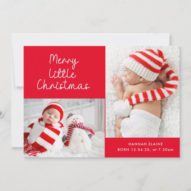 Cartes Pour Fêtes Annuelles Red little christmas holiday birth announcement (Devant)