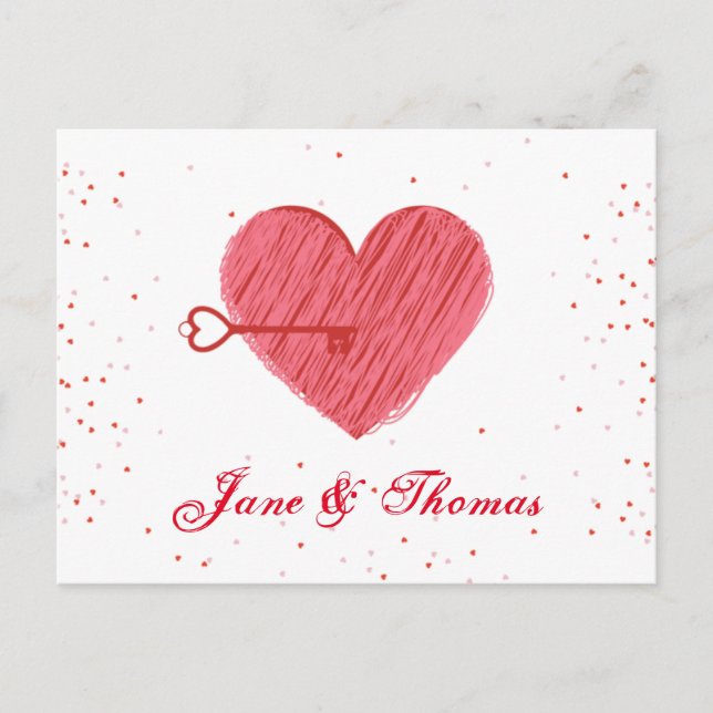 Cartes Pour Fêtes Annuelles Red Love Heart Romance Joyeux Jour des Valentines (Devant)
