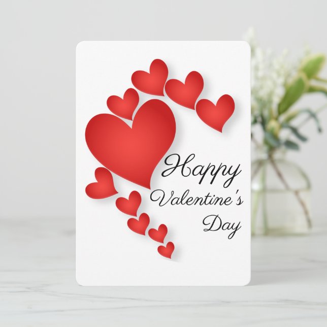 Cartes Pour Fêtes Annuelles Red Love Heart Shape Valentine' Day Grey Card (Debout devant)