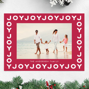 Cartes Pour Fêtes Annuelles RED Magenta JOY   Cadre photo de Noël