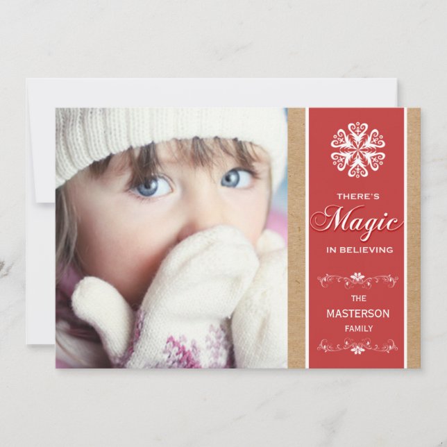 Cartes Pour Fêtes Annuelles Red Magic In Believe Holiday Photo Flat Card (Devant)