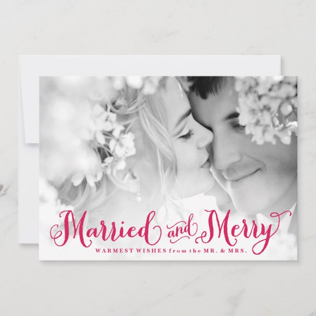 Cartes Pour Fêtes Annuelles Red Married and Merry Newlywed (Devant)
