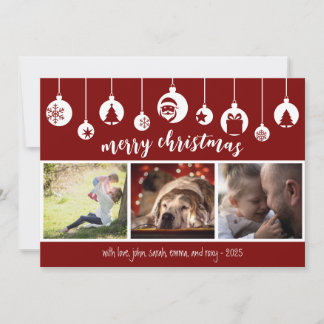 Cartes Pour Fêtes Annuelles Red Merry Christmas Hanging Ornament Photo