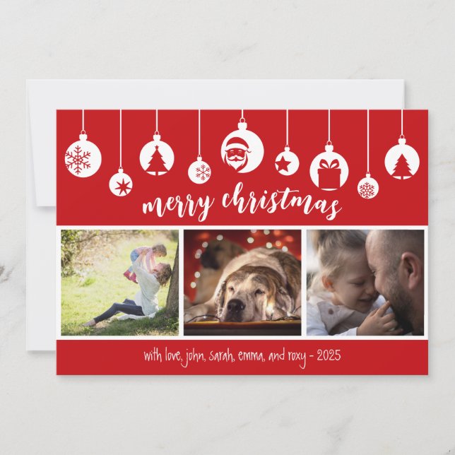 Cartes Pour Fêtes Annuelles Red Merry Christmas Hanging Ornament Photo (Devant)