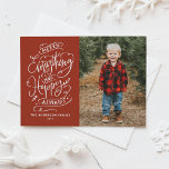 Cartes Pour Fêtes Annuelles Red Merry Tout et Happy Always Photo<br><div class="desc">Joyeux tout, et heureux toujours ! Envoyez des salutations de vacances chaleureuses à votre famille et à vos amis avec cette carte postale de vacances personnalisable. Il présente une calligraphie moderne et festive. Personnalisez cette carte postale de vacances photo en ajoutant vos propres détails. Cette carte postale moderne est disponible...</div>