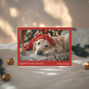Cartes Pour Fêtes Annuelles Red Minimalist Funny Joyeux Pawlidays Noël