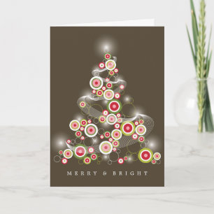 Cartes Pour Fêtes Annuelles Red Mod Cercles brillant arbre de Noël Abstrait