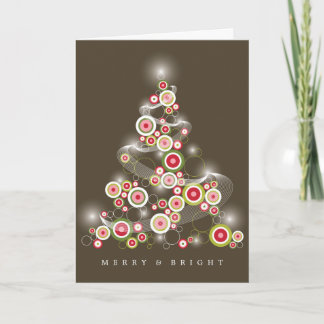 Cartes Pour Fêtes Annuelles Red Mod Cercles brillant arbre de Noël Abstrait