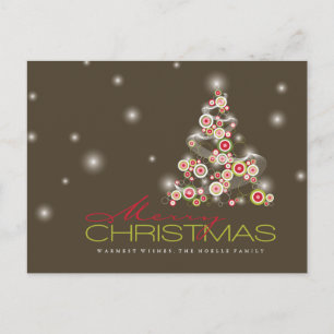Cartes Pour Fêtes Annuelles Red Mod Cercles brillant Joyeux sapin de Noël