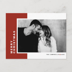Cartes Pour Fêtes Annuelles Red Modern Color Block Photo Joyeux Noël