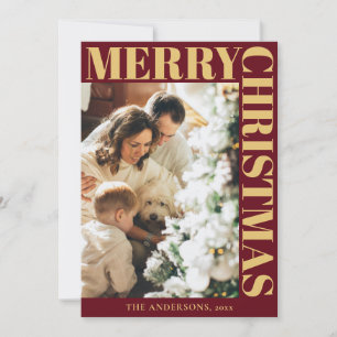 Cartes Pour Fêtes Annuelles Red Modern Family Portrait Joyeux Noël