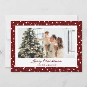 Cartes Pour Fêtes Annuelles Red Modern Stars Photo Joyeux Noël