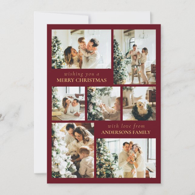 Cartes Pour Fêtes Annuelles Red Modern Typography Photo Collage Noël (Devant)