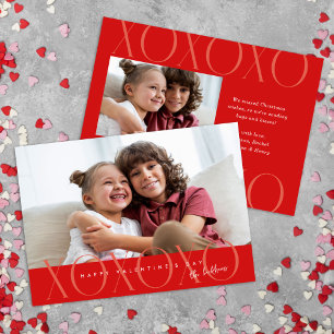 Cartes Pour Fêtes Annuelles Red Modern XOXO Photo Saint Valentin