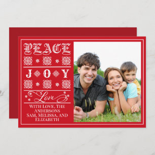 Cartes Pour Fêtes Annuelles Red One Photo Noël de la paix, de la joie et de l'