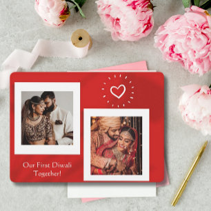 Cartes Pour Fêtes Annuelles Red Our First Diwali Together Photo Grey