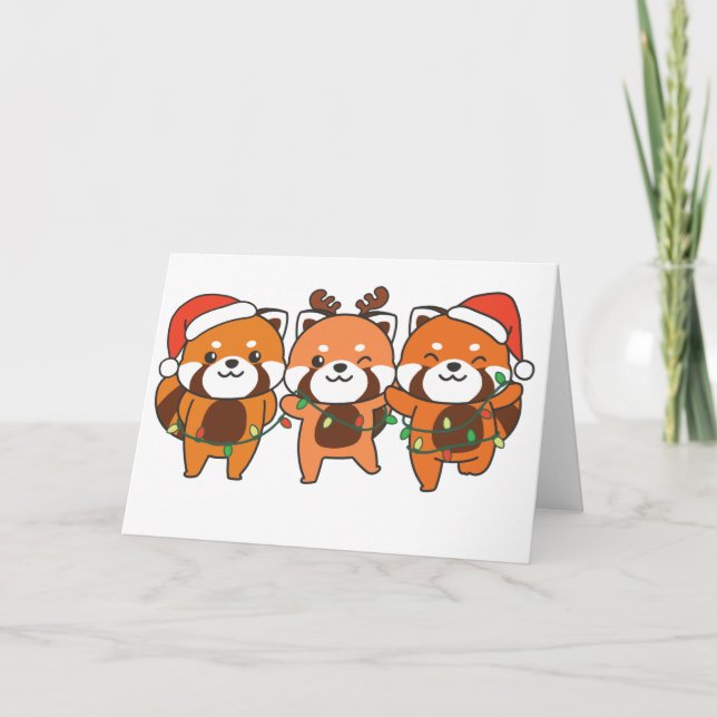 Cartes Pour Fêtes Annuelles Red Panda Christmas Animaux mignons Red Pandas Hol (Devant)