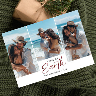 Cartes Pour Fêtes Annuelles Red Peace On Earth Couple Beach Photo Noël