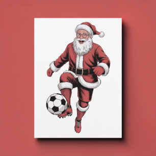 Cartes Pour Fêtes Annuelles Red Père Noël Soccer Player Fun Christmas Holiday 