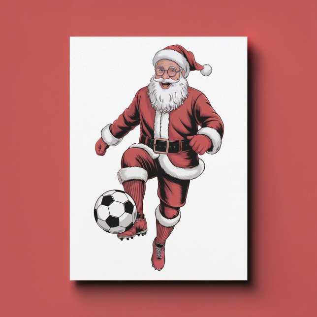 Cartes Pour Fêtes Annuelles Red Père Noël Soccer Player Fun Christmas Holiday  (Créateur téléchargé)