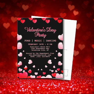 Cartes Pour Fêtes Annuelles Red Pink Hearts Saint Valentin's Party Nourriture 