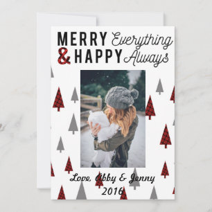 Cartes Pour Fêtes Annuelles Red Plaid Christmas Card 5x7 Modern Triangle Trees