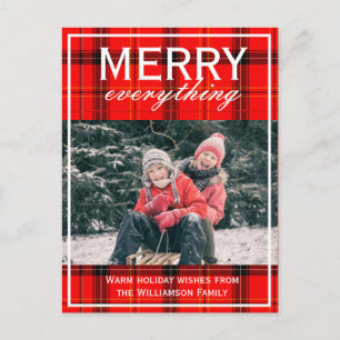 Cartes Pour Fêtes Annuelles Red Plaid Joyeux Tout Famille Photo Noël