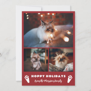 Cartes Pour Fêtes Annuelles Red Rabbit Paws Photo Collage Hoppy Holidays
