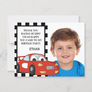 Cartes Pour Fêtes Annuelles Red Race Car Black White Photo Anniversaire Merci