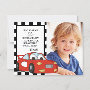 Cartes Pour Fêtes Annuelles Red Race Car Black White Photo Anniversaire Merci