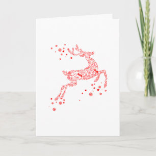 Cartes Pour Fêtes Annuelles Red Reindeer, Fröhliche Weihnachten !