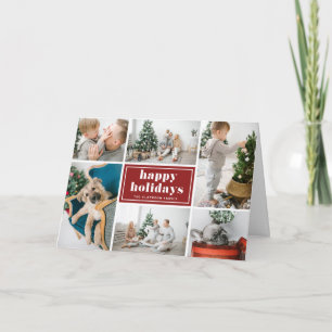 Cartes Pour Fêtes Annuelles Red Retro Happy Holidays Photo Collage