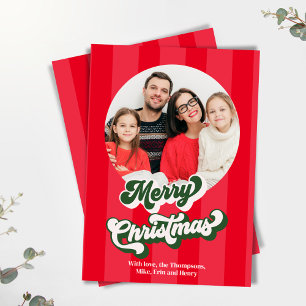 Cartes Pour Fêtes Annuelles Red Retro Joyeux Noël 2 Photo