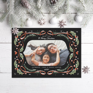 Cartes Pour Fêtes Annuelles Red Ribbon Hearts Holly et Pine Photo