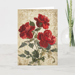 Cartes Pour Fêtes Annuelles Red Rose Vintage Saint Valentin