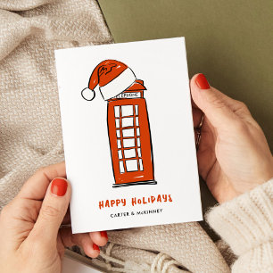 Cartes Pour Fêtes Annuelles Red Santa Hat London Red Telephone Box Business