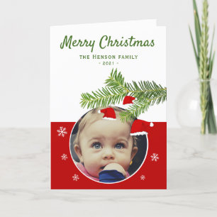 Cartes Pour Fêtes Annuelles Red Santa Hat Pine Joyeux Noël Photo