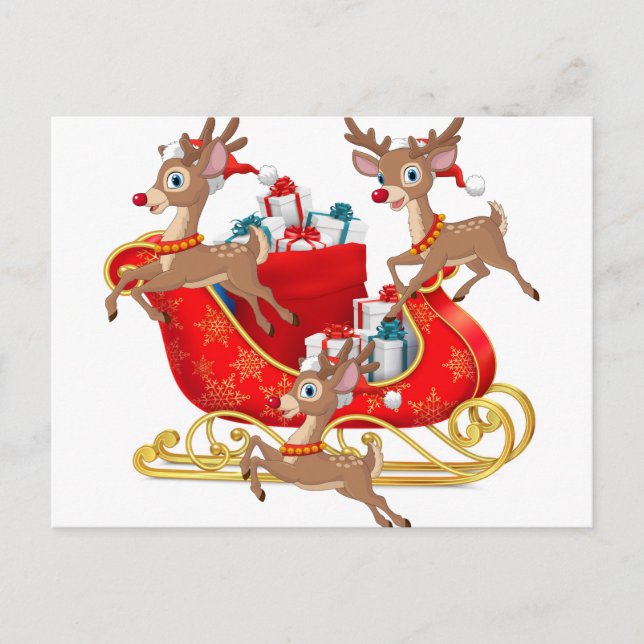 Cartes Pour Fêtes Annuelles Red Sleigh (Devant)